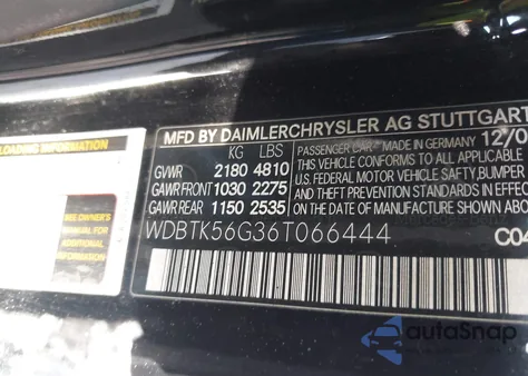 2006 Mercedes-Benz Clk 350 из США, поврежденный, VIN WDBTK56G36T066444